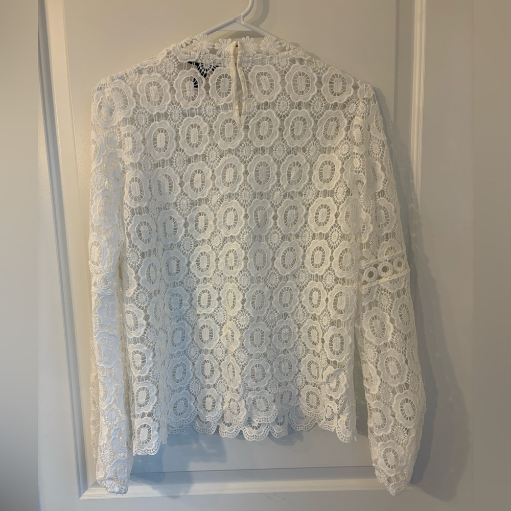 Aqua White Lace Blouse - Picture 5 of 5